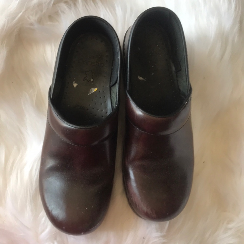 Dansko burgundy red platform nursing medical clog